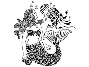 mermaid stencil 4 girl greek legend mermaid myth mythology siren stencil 3d print model - Mito3D