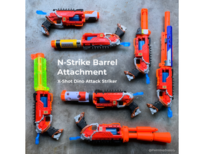 barrel attachment dino attack striker toys & games nerf nstrike xshot zuru 3d print model - Mito3D