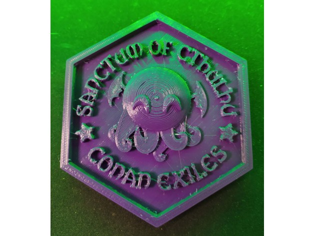 santuario cthulu conan exiliados servidor Insignia decoración 3D print model - Mito3D