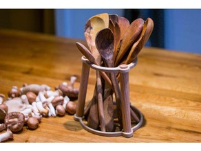 plastico madera cocina equipo soporte cucharas espátulas etc comida utensilios cabestro cuchara espátula 3d print model - Mito3D