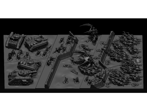 epic scale battle survival diorama toy & game accessories 40k armageddon imperial guard tyranids 3D print model - Mito3D
