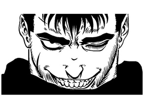 furioso culhões estêncil 2d arte anime engraçado manga sorriso 3d print model - Mito3D