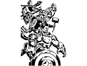 vingadores estêncil 2d arte Preto viúva capitão América Hawkeye hulk maravilha MCU Thor 3d print model - Mito3D