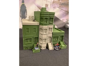 ny brownstone 28mm jogos guerra remixar edifícios estruturas terreno apartamento construção miniatura 3d print model - Mito3D