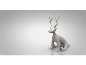 antlered creature sitting sculptures antler dee deer antlers porcelain 3d print model - Mito3D