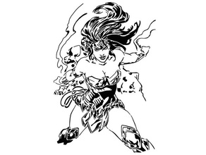 femme pochoir 9 2d art amazone grec jla Justice ligue Princesse Thémiscyre guerrier Wonder Woman 3d print model - Mito3D