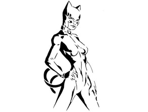 cat woman stencil 6 2d art catwoman dc comics selina kyle 3d print model - Mito3D