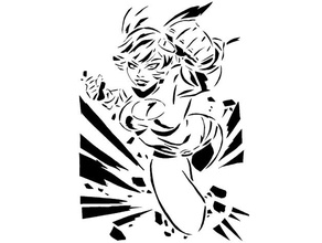 Puissance fille pochoir 2 2d art cloner dc bandes dessinées injustice jla Justice ligue powergirl Super Girl super héros fracasser bros 3d print model - Mito3D
