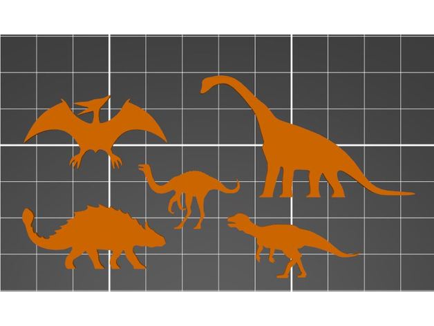 dinosaurio isla 5x fijo meeples juguetes juegos 3D print model - Mito3D