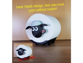 shaun Schaf v2 Gesicht Toilette rollen einfach drucken Badezimmer badezimmer Shaun Papier Halter Unterstützung 3d print model - Mito3D