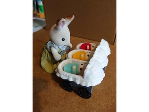 sylvanian famílias carrinho bebê quadro Armação trigêmeos brinquedos jogos 3d print model - Mito3D