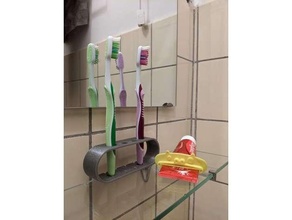 minimal toothbrush holder - logo parametric material usage works bathroom minimalist simple 3d print model - Mito3D