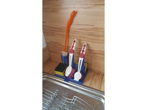 kitchen sink organiser & dining brushholder kueche sponge holder spuele 3d print model - Mito3D
