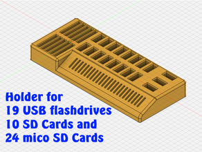 suporte 19 USB Pen drives 10 sd cartas 24 mico ferramenta titulares caixas Flash drive micro cartão SD 3d print model - Mito3D