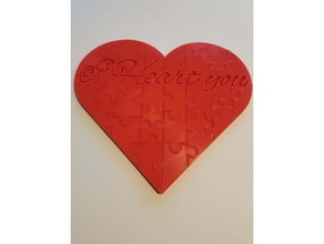 grande cuore forma seghetto alternativo puzzle regalo pezzi San Valentino giorno i regali 3d print model - Mito3D