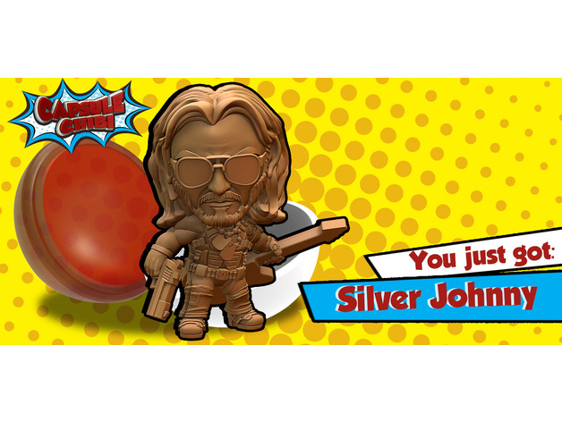 Silber Johnny Video Spiele Chibi niedlich Cyberpunk 2077 Keanu Reeves 3D print model - Mito3D