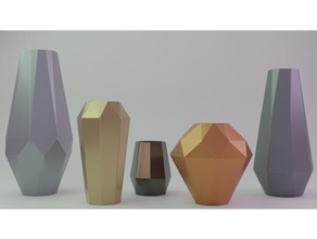 faceted vases decor diamond geometric vase 3d print model - Mito3D