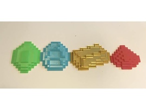 Minecraft 3d mineraller sahne elmas zümrüt altın öğeler eşya Kırmızı taş 3d print model - Mito3D