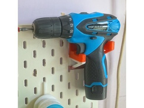 ikea skadis 12v screwdriver drill mount tool holders & boxes holder 3d print model - Mito3D
