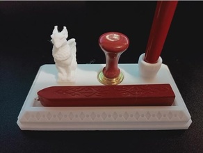griffon fountain pen holder - wax seal office gargoyle griffin stand stamp 3d print model - Mito3D