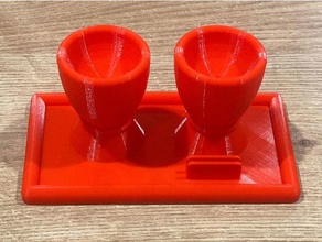 çift Yumurta Fincan tabak kaşık Kulp destek mutfak yemek kahvaltı tepsi yumurtalar 3d print model - Mito3D