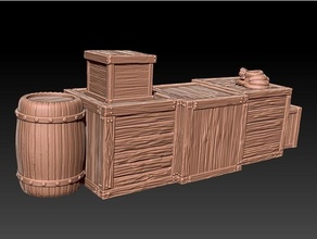 28mm supply cluster - crates barrels rope toy & game accessories barrel crate dnd scatter terrain tabletop gaming 3d print model - Mito3D