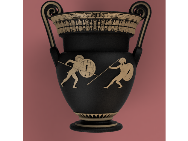 dettagliata voluta cratere arredamento 3d stampante Achille archeologia arte ceramica greco mitologia trojan guerra 3D print model - Mito3D