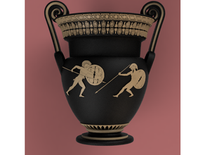 detailliert Volute Krater Dekor 3d Drucker Achilles Archäologie Kunst Keramik griechisch Mythologie Trojaner Krieg 3d print model - Mito3D