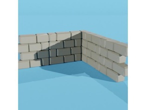 corner brick wall buildings & structures 3d print model - Mito3D