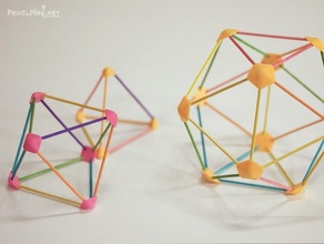 platonik katı oyuncaklar çokyüzlü bağlanmak ahşap Barlar matematik eğitici 3d print model - Mito3D