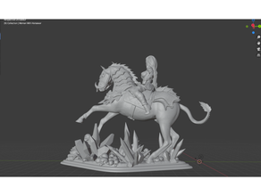 guerrero princesa 3d impresión composición ecuestre figurilla 3d print model - Mito3D