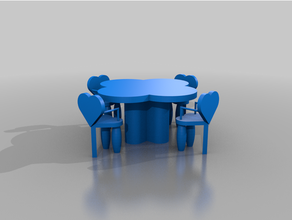 heart set kitchen & dining chair table 3d print model - Mito3D