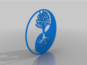 yin yang árbol decoración equilibrar decorativo vida pared montar panel ygdrasil Yggdrasil 3d print model - Mito3D