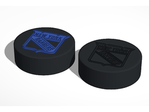 york rangers nhl hockey puck logo signs & logos 3d print model - Mito3D