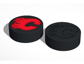 calgary flames nhl hockey puck logo signs & logos 3d print model - Mito3D