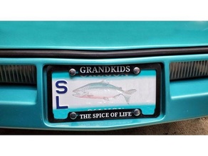 grandkids license plate frame automotive clip 3d print model - Mito3D