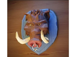 escuela politécnica Jabali cabeza esculturas animal animales jabalí decoración descanso forrestanimal mascota mascotas cerdo escultura diente pared percha montar montado 3d print model - Mito3D