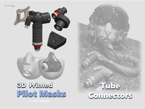 Pilot Maske Baugruppen Tube Anschlüsse Modelle Sammlung Militär Requisiten 3d print model - Mito3D