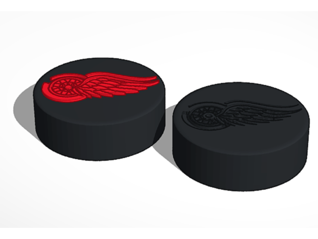 detroit vermelho asas nhl hóquei disco logotipo 3D print model - Mito3D