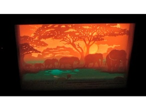 sabana africano caja ligera 2d Arte lámpara África luz luzox 3d print model - Mito3D