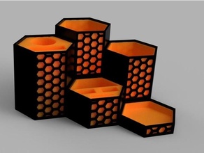 2nd hexagonal tool organizer 3d printer accessories container containers desk organisation organiser hex hexagon hexagons office organization tools holder 3d print model - Mito3D