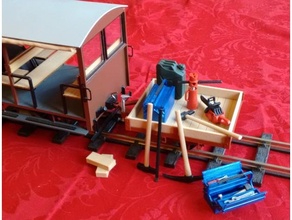 estrecho calibre 2 wheeled ferrocarril remolque herramientas mecánico juguetes 32mm jardín modelo trenes sm32 entrenar 3d print model - Mito3D