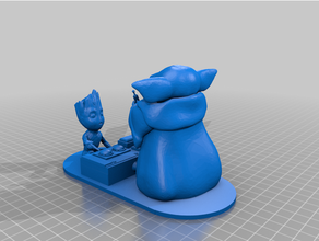 kit-bash baby yoda & groot - remix art grot 3d print model - Mito3D