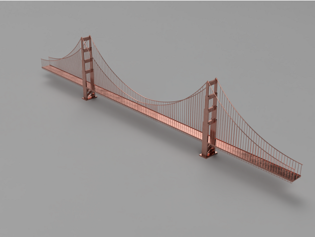 dourado portão ponte edifícios estruturas Califórnia marco san francisco 3D print model - Mito3D