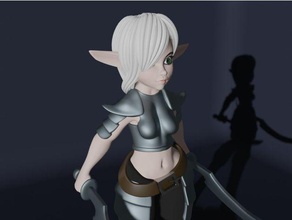 fighter female elf goblin girl toy & game accessories dnd mini miniature prop 3d print model - Mito3D