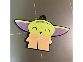 Baby Yoda Charme Schlüsselanhänger 3d Gelb Schlüsselbund Mandalorianer 3d print model - Mito3D