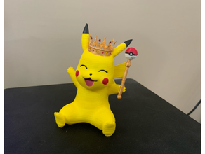 re Pikachu sculture corona Pokemon figure giocattolo royalty scettro vichingo 3d print model - Mito3D