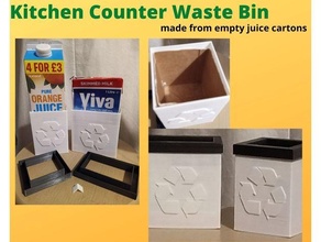 kitchen counter waste bin lined juice carton & dining trash trashcan tetrapak 3d print model - Mito3D