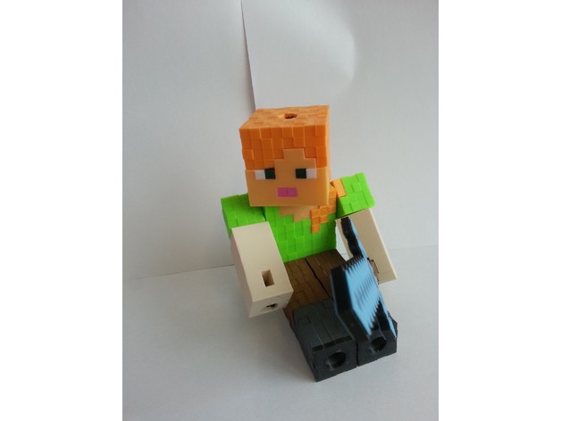 Minecraft Alex jouet Jeu accessoires bloquer figure 3D print model - Mito3D