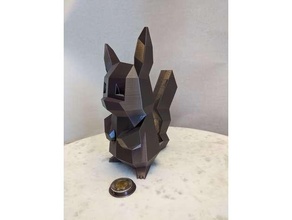 low poly Pikachu banco recipientes poli porquinho 3d print model - Mito3D